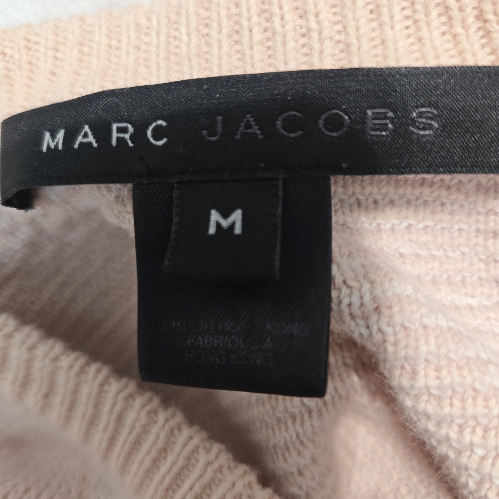 Marc By Marc Jacobs Y2K Floral Knit Henley Sweater Medium Pink Cream Coquette - Picture 4 of 15